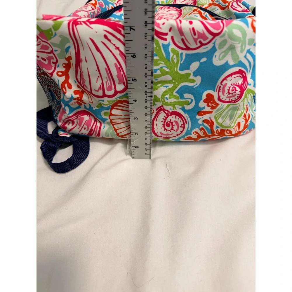 N.Gil Coastal Seashell Coral Print Backpack Blue Pink Green Travel School Bag